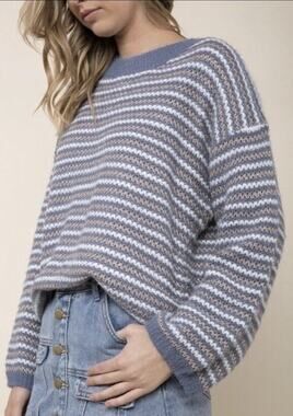 Anthropologie Raga Womens Beach Club Striped Sweater Size M Slouchy Oversized